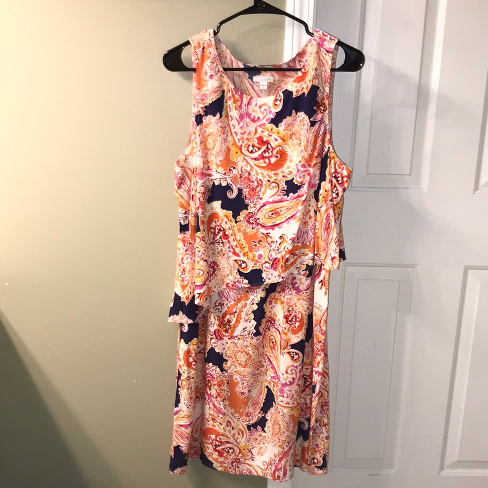 🧨5 for $25🧨 J.Jill Women’s Floral Paisley Asymmetrical Overlap Sleeveless Dress